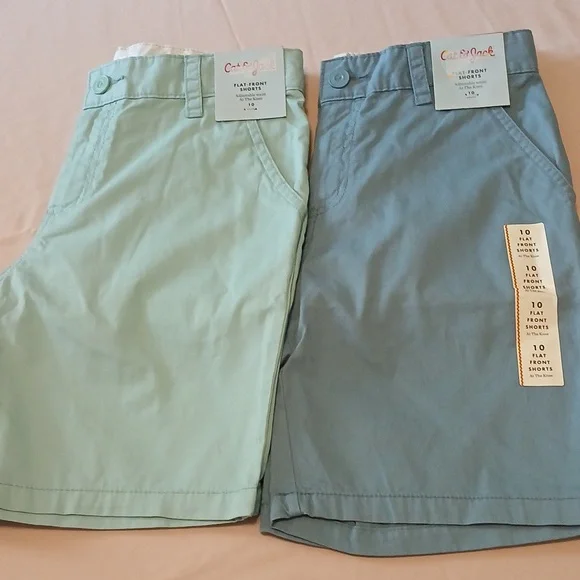 Cat & Jack Flat-Front Shorts in Blue and Green (2)pairs - Picture 2 of 3